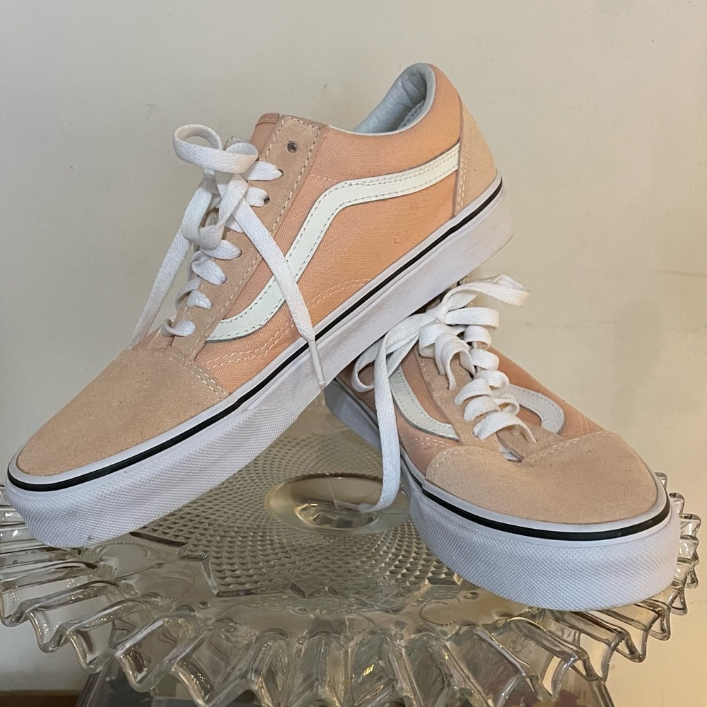 Vans Light Coral and White Classic Sneakers